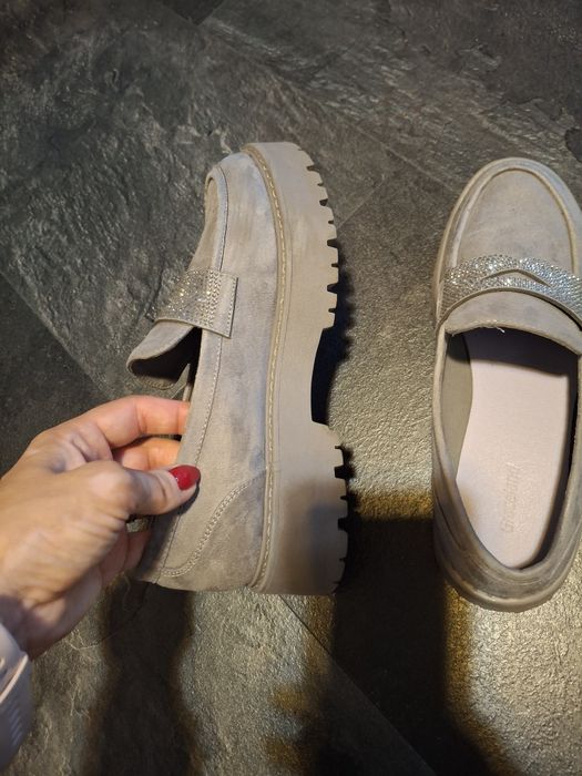 Mokasyny półbuty Deichmann 38 szare