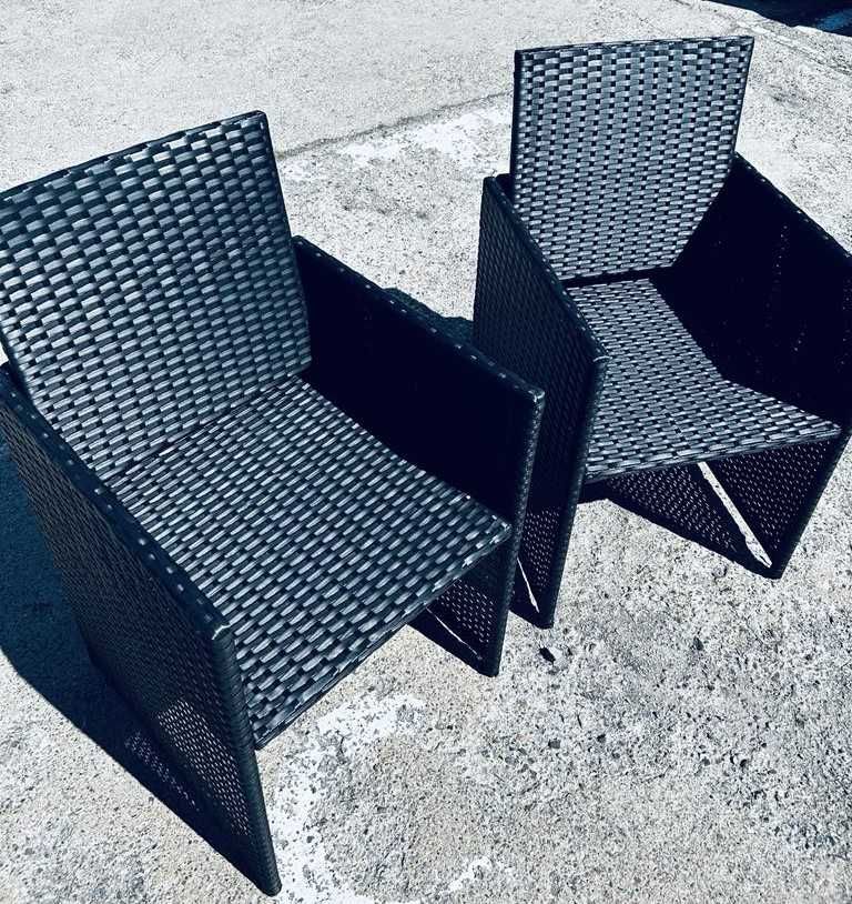 Fotele, krzesła balkonowe - ogrodowe z poliratanu - antracytowe