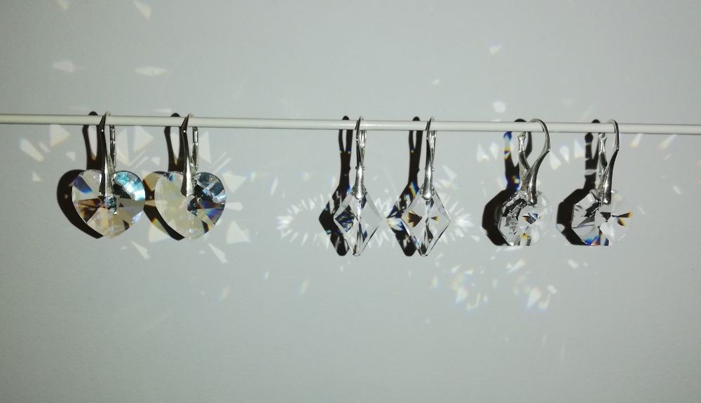 Kolczyki Swarovski srebro 925 duże serca octagon nowe