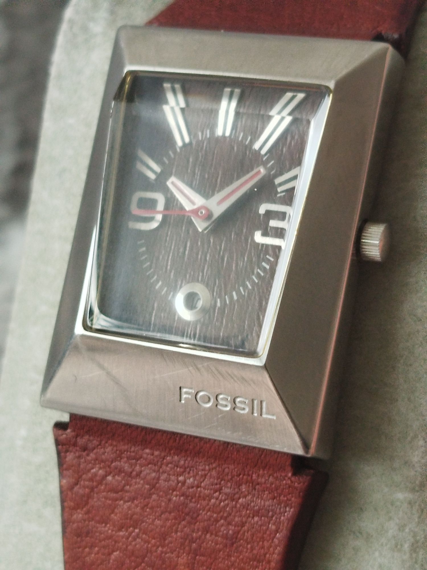 Zegarek Fossil Quartz Tank JR-9407 silver brown vintage old money