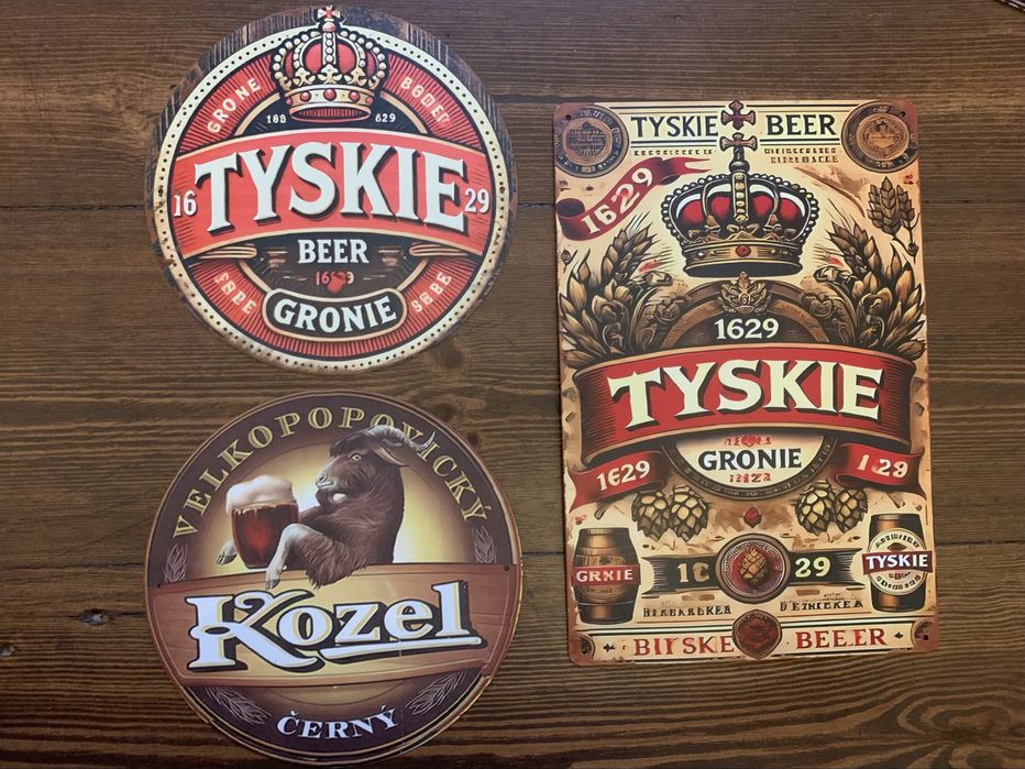 Blacha ozdobna tablica metalowa Retro Piwo Rum Tequila Tyskie Bacardi