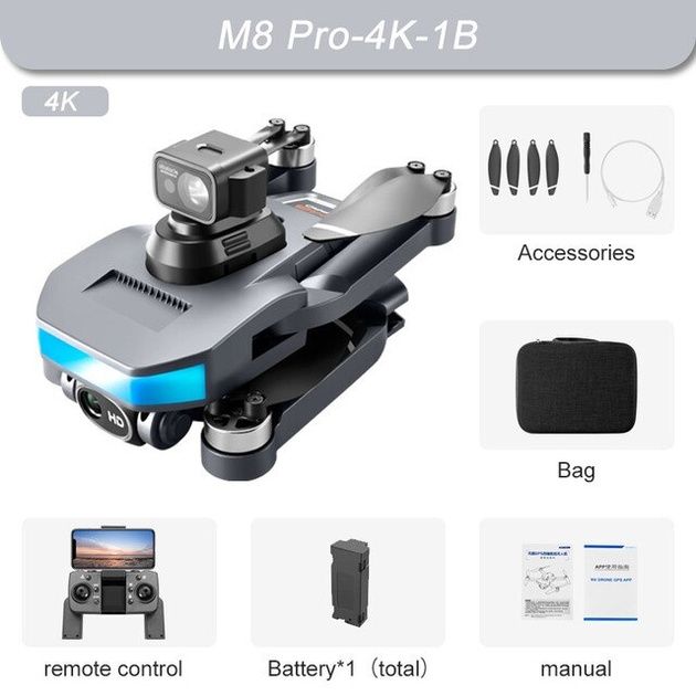 Квадрокоптер M8 PRO FULL HD GPS 5G WIFI (1500 метрів польоту)