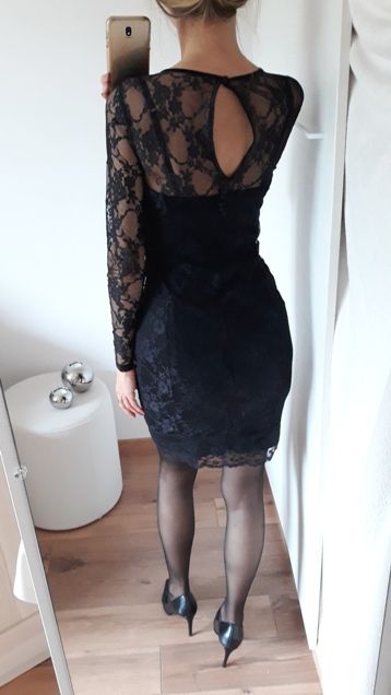 NOWA metka Top Secret sukienka koronkowa czarna elegancka 36