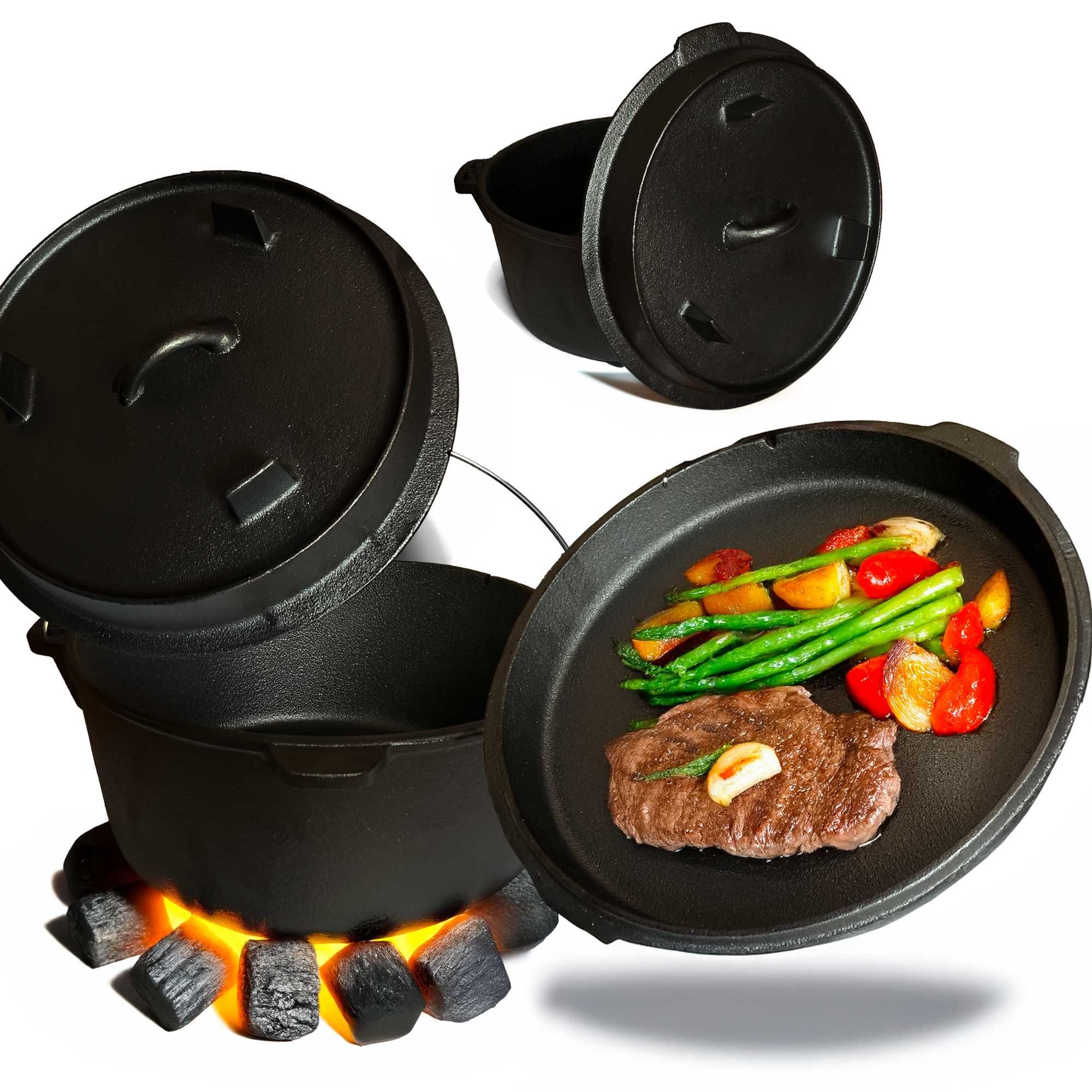żeliwny kociołek myśliwski węgierski na kuchenke ognisko grill 4,5l