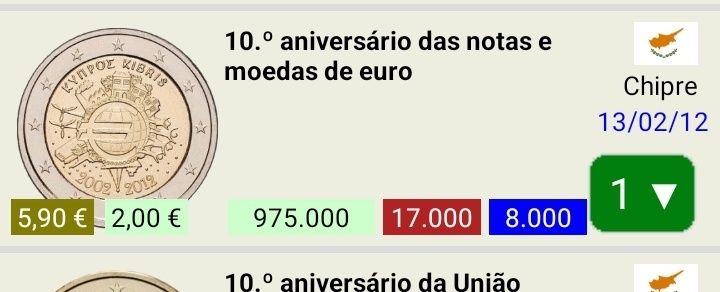 35 moedas UNC comemorativas 2 euros