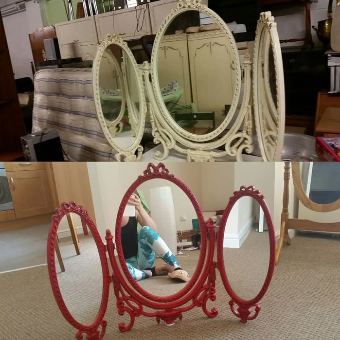 potrójne lustro do toaletki shabby chic vintage z wielkiej Brytanii uk