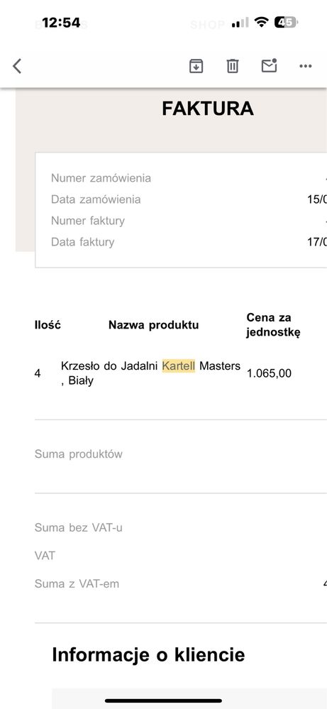 Kezeslo Kartell Masters biale 6 sztuk