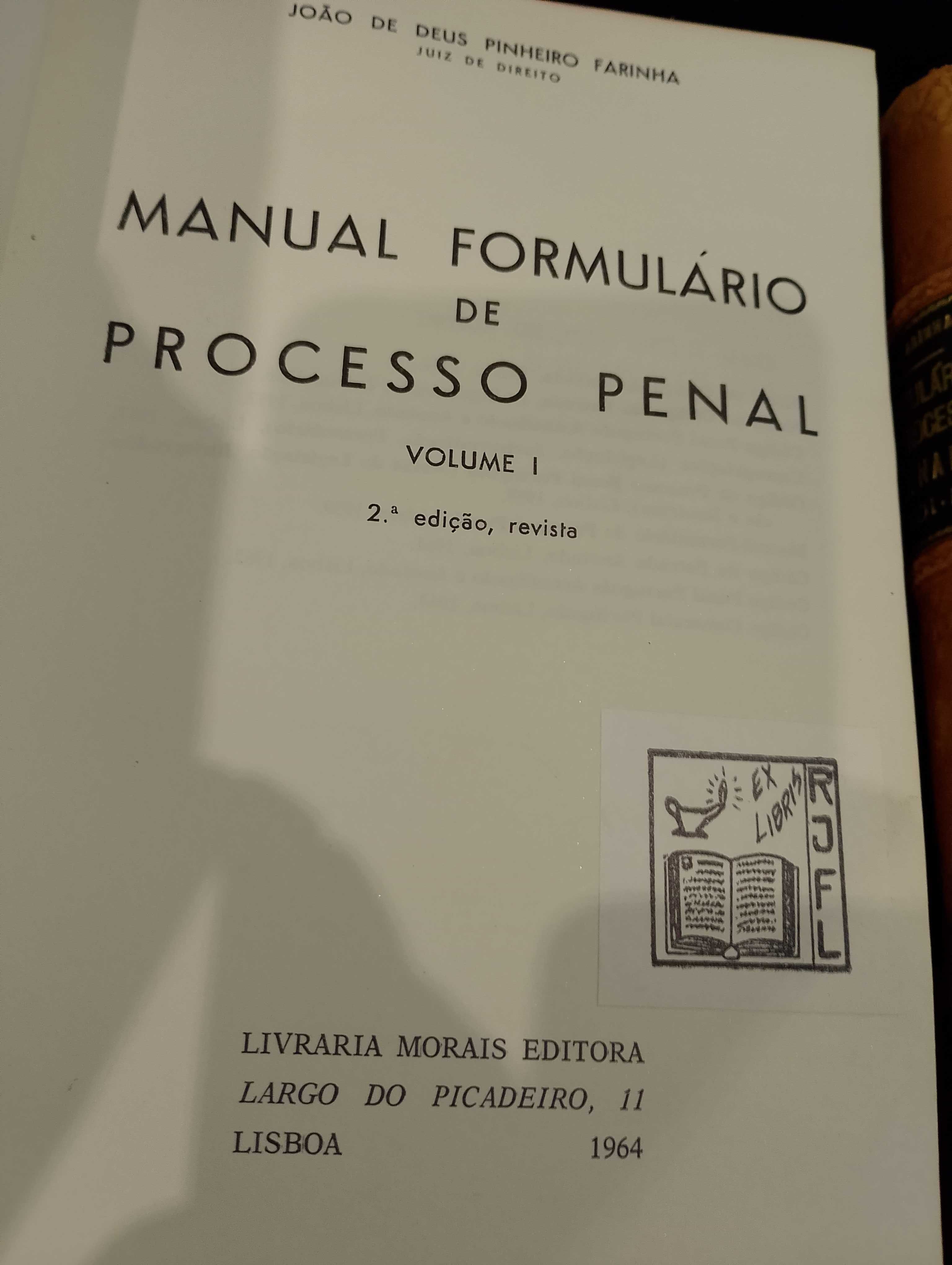 Manual Formulário de Processo Penal 1964 João de Deus Pinheiro Farinha