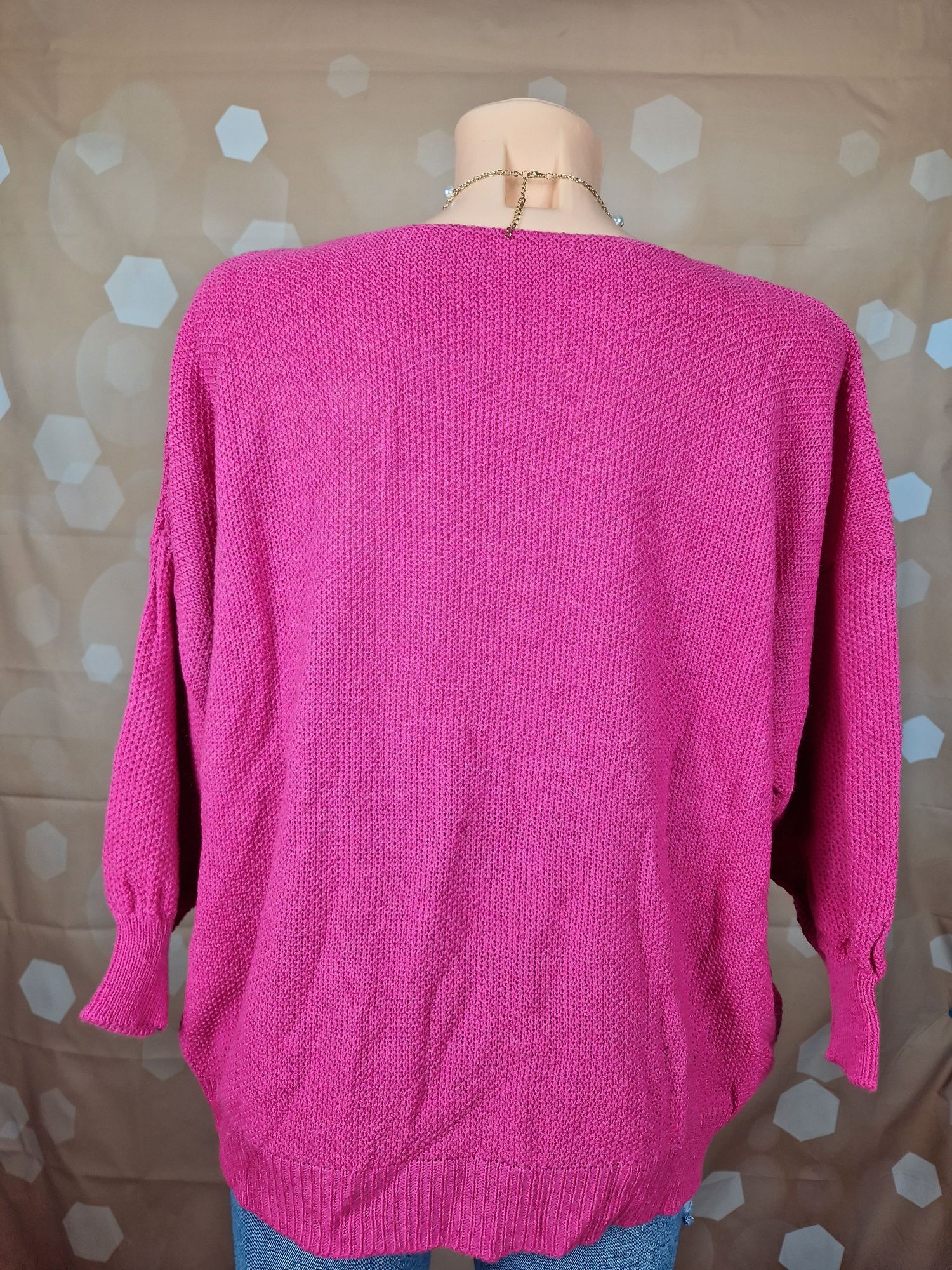 Sweter sweterek oversize XL 42 nowy różowy włoski made in italy in
