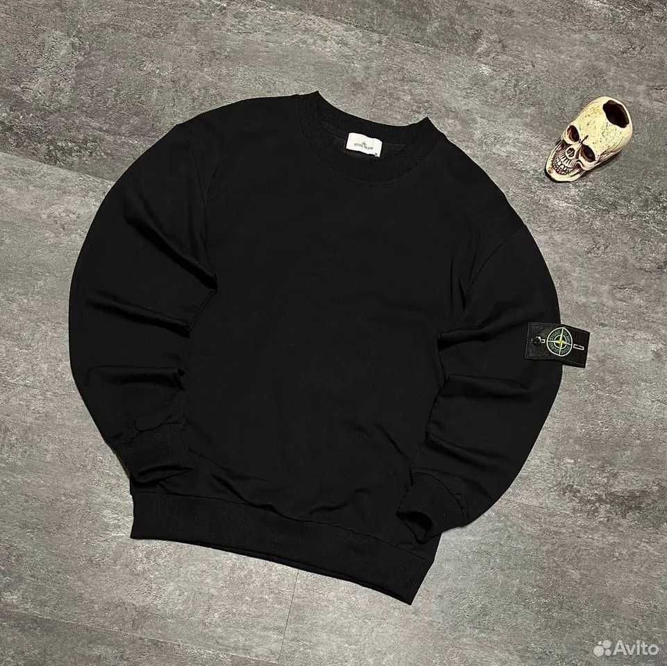 Стон Айленд черная кофта • Мужской стоник Stone Island • Свитшот новый