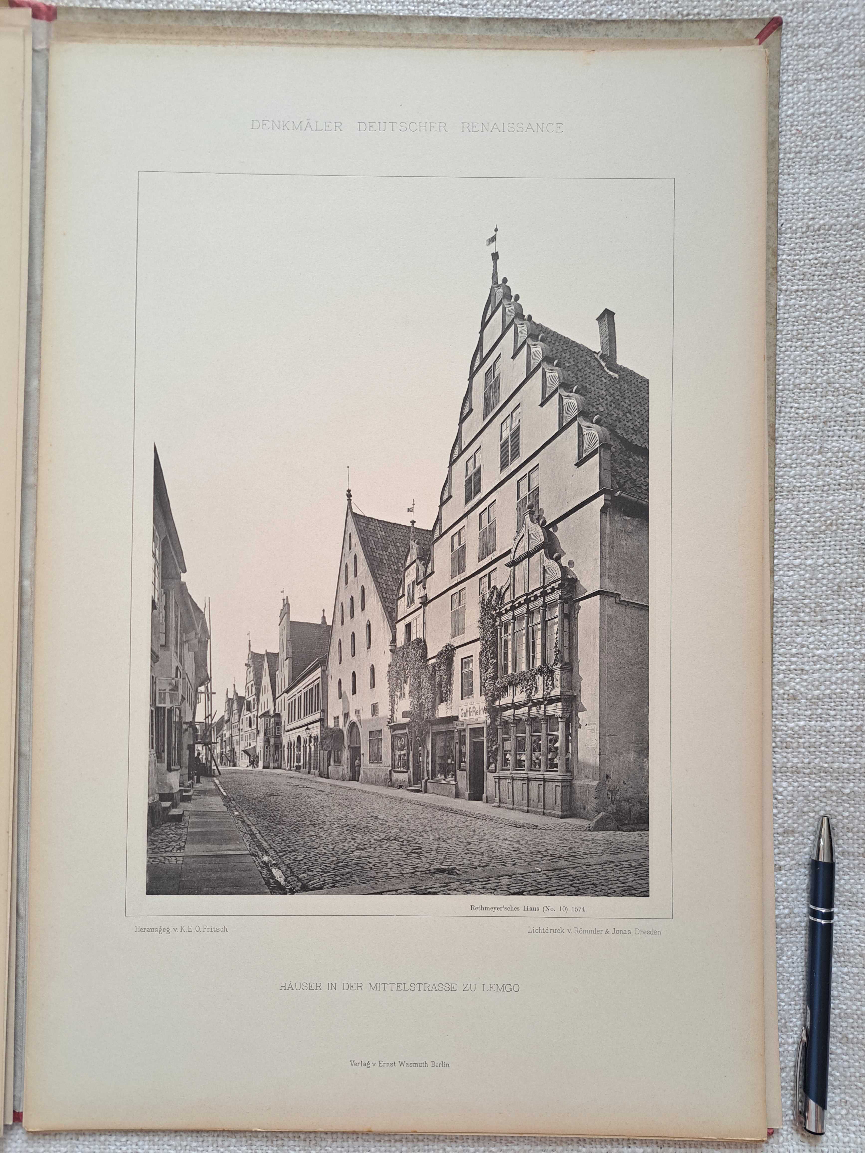 1885 rok. Zabytki niemieckiego renesansu. 50 cm. Architektura