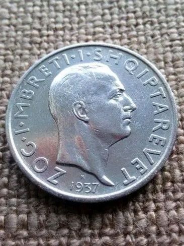 Монета Албанія 1 франг ар,1937 року,оригінал