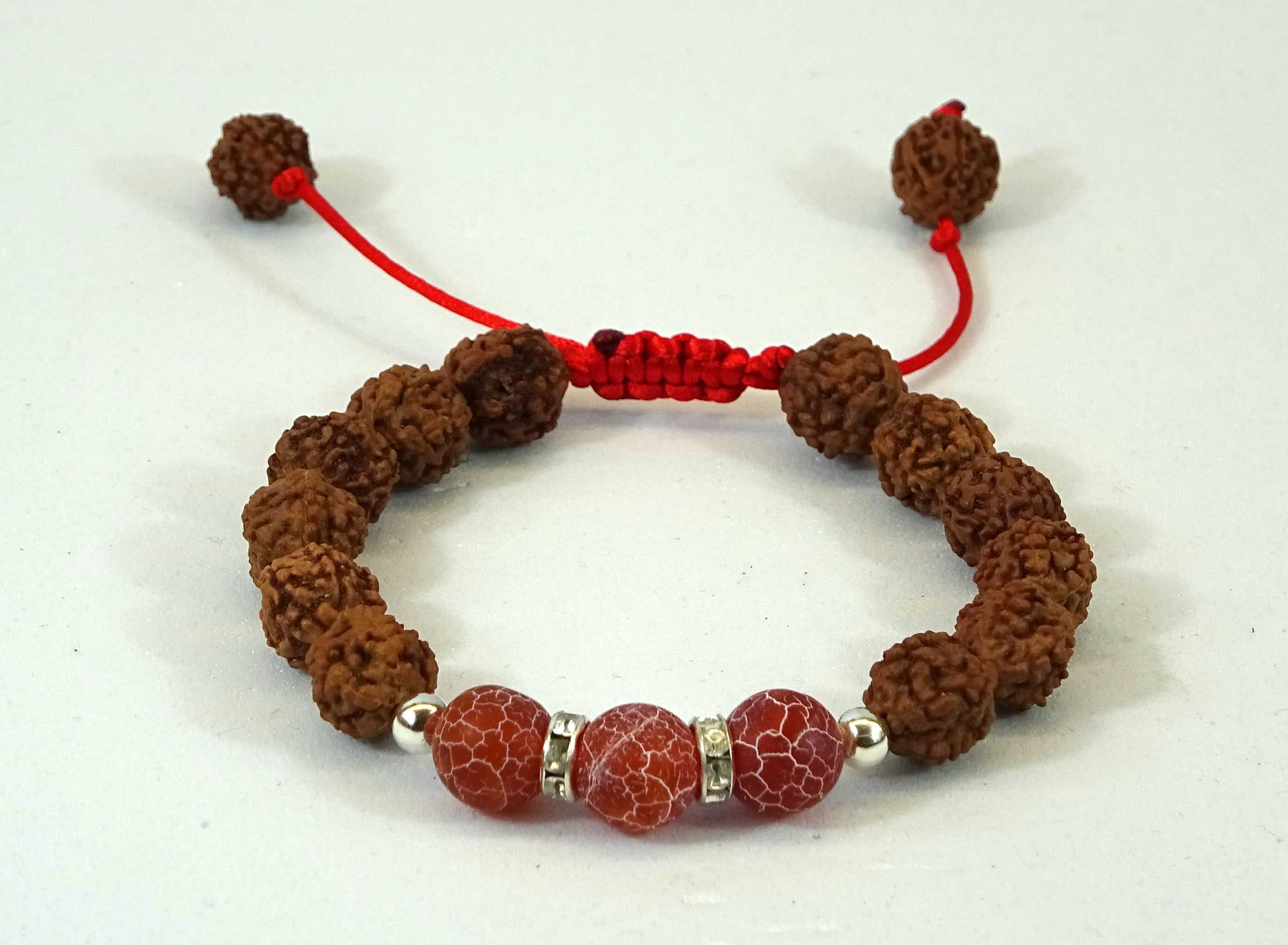 Pulseiras em Rudraksha (Rudra)e pedra natural semipreciosa