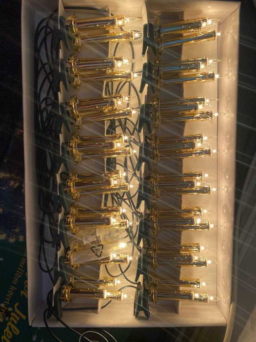 Винтажная гирлянда свечи на прищепке золотые в новом состоянии