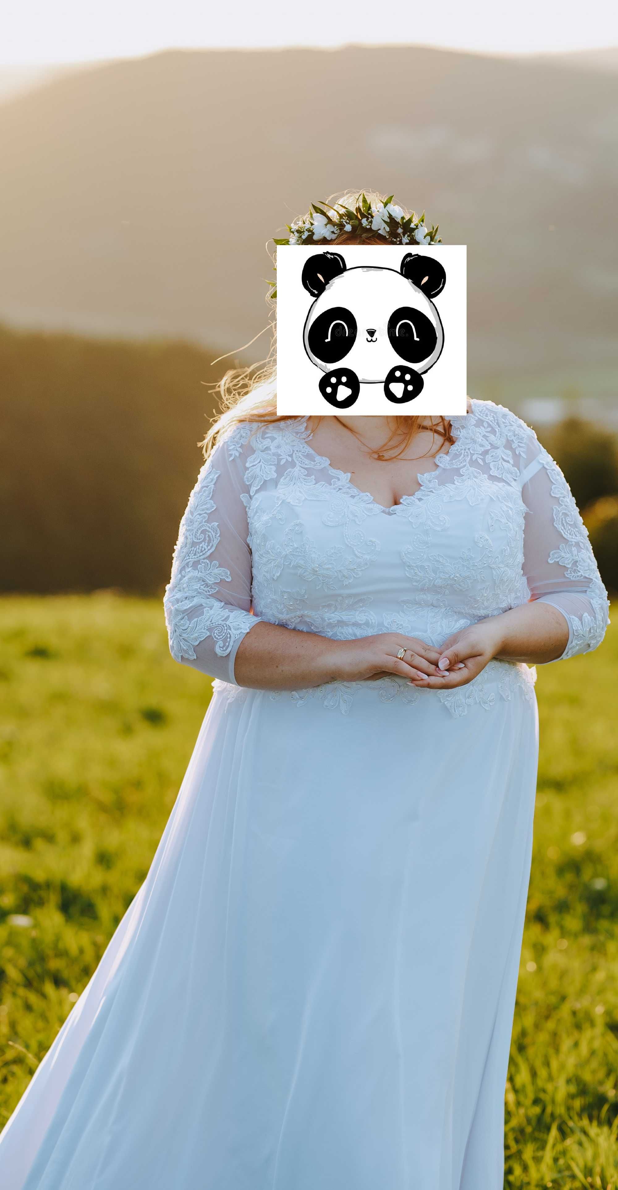 biała koronkowa sukienka ślubna wyszczuplające rozmiar 48 50