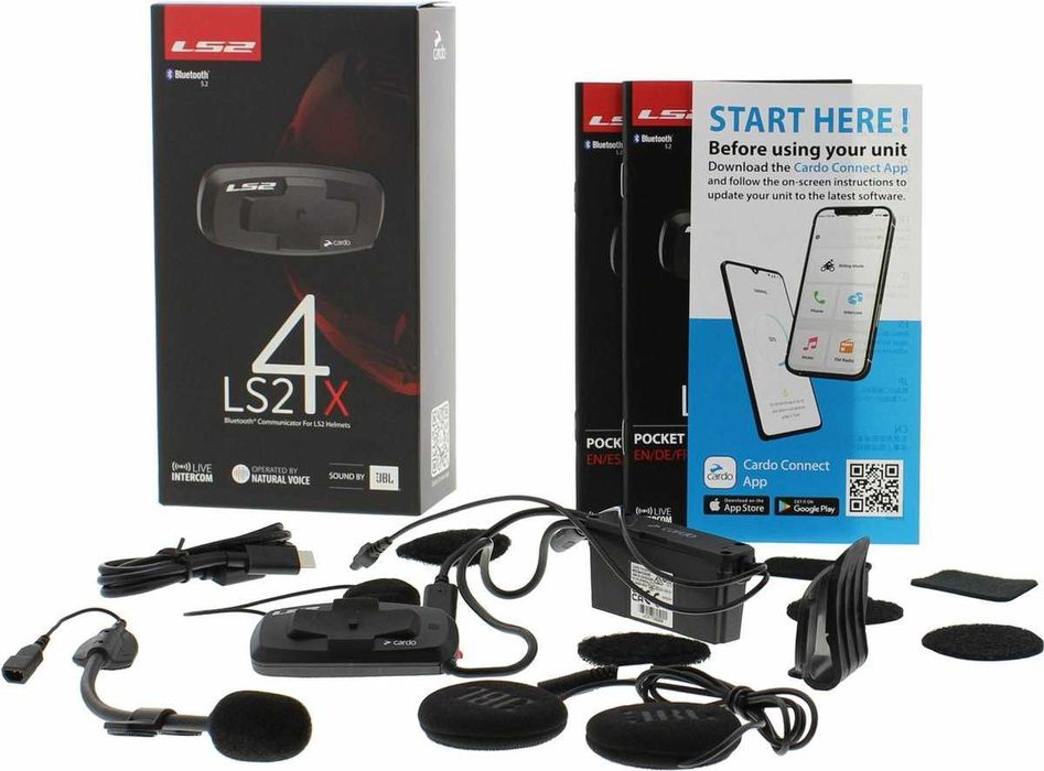 NOWY INTERKOM Motocykl CARDO LS2 4X Zestaw Słuchawka  BLUETOOTH 1200m