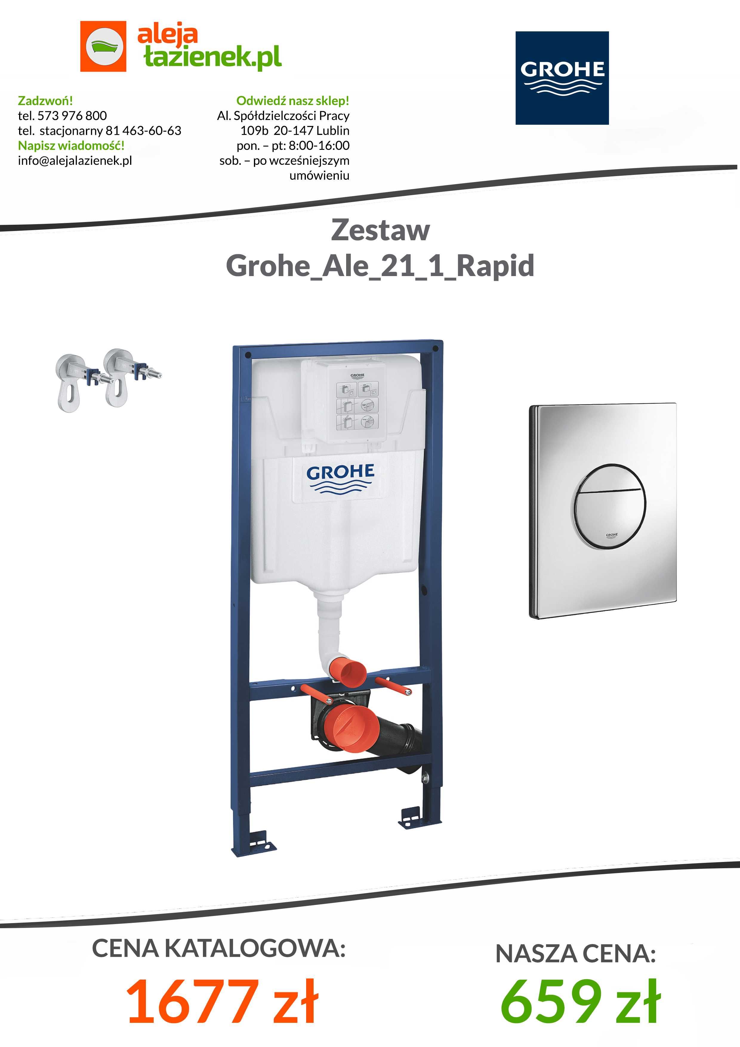 GROHE Stelaż 3w1 do WC z przyciskiem Nova i kątownikami Odbiór LUBLIN