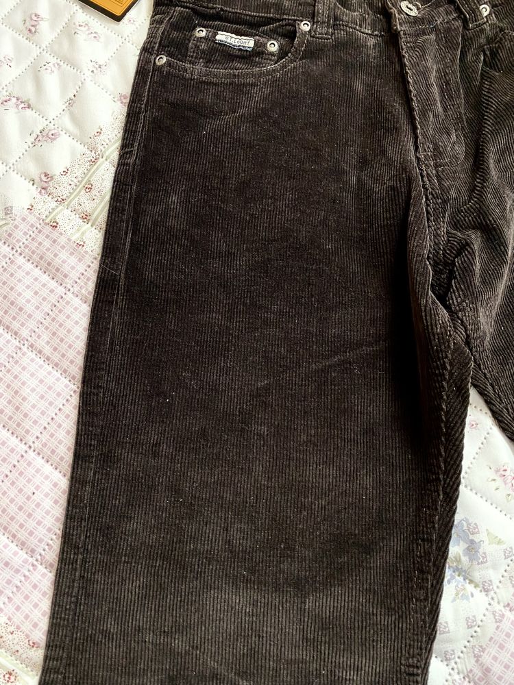 Czarne sztruksowe szerokie spodnie S 36 M 38 nowe st leon vintage