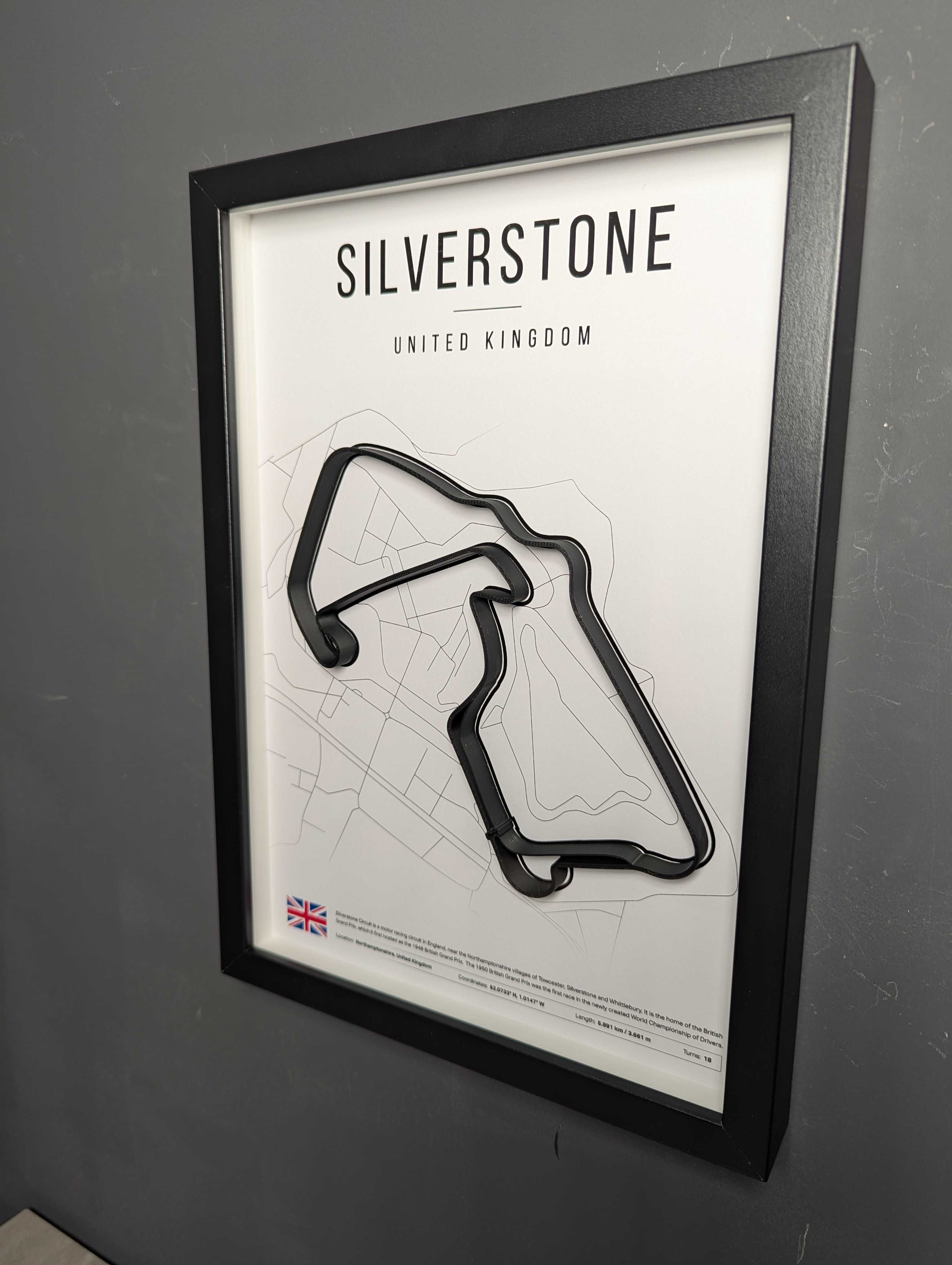 Об'ємна Рамка з 3D Трасою Silverstone Сільверстоун 32x23x3 F1 UK GP