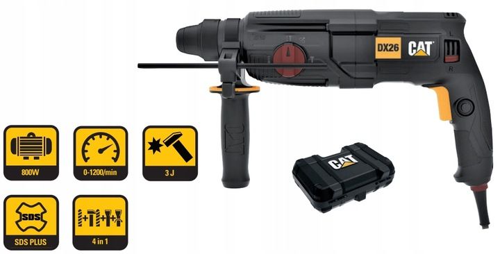 Młotowiertarka Cat Dx26 Sds-plus 800w 3j 26mm 4w1
