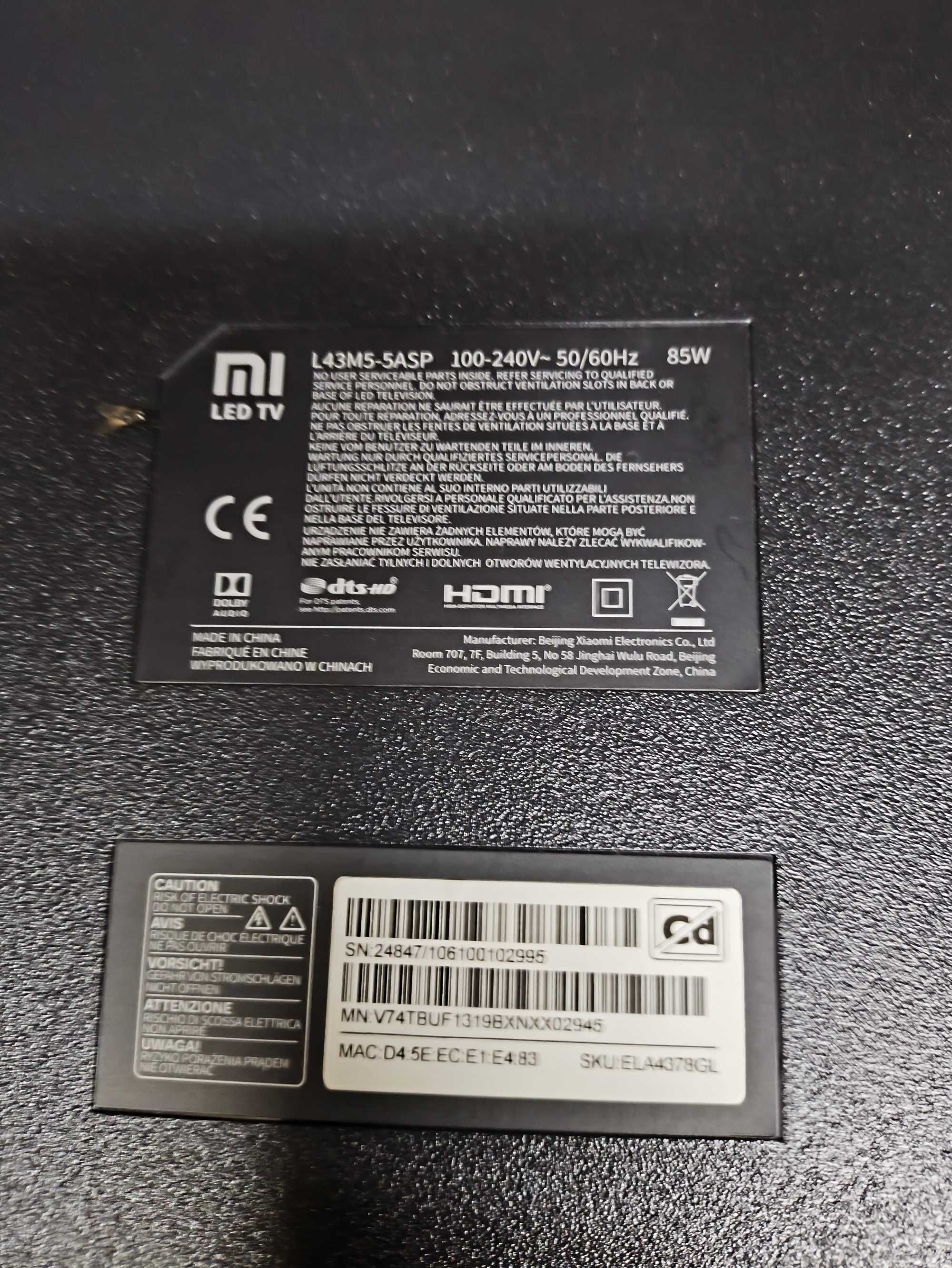 TV Xiaomi 43 polegadas (para peças) - L43M5-5ASP
