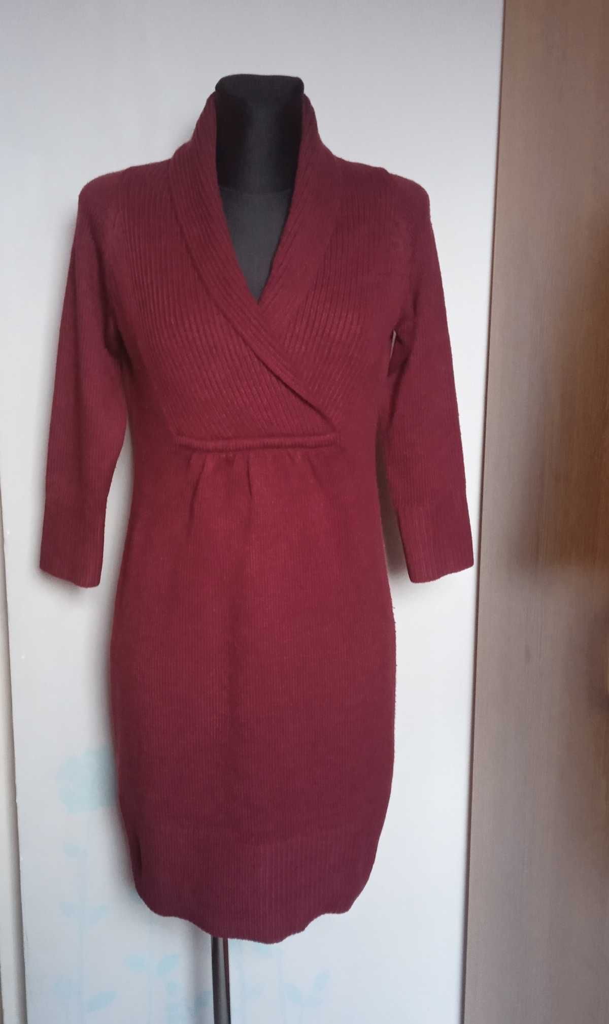 H&M sweterkowa sukienka bordo r. 38/40