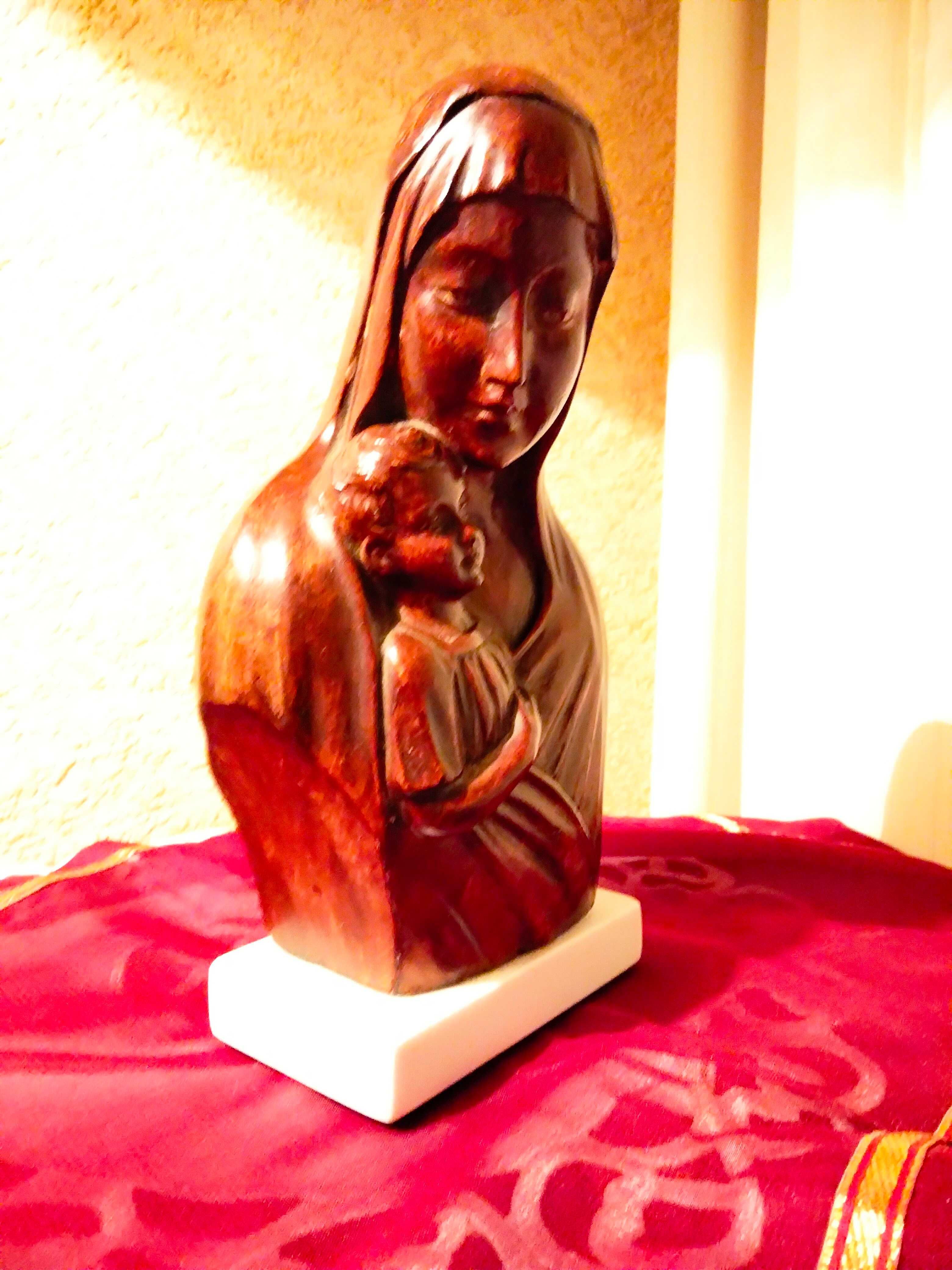 Matka Boża z dzieciątkiem Jezus sygnowana marmur