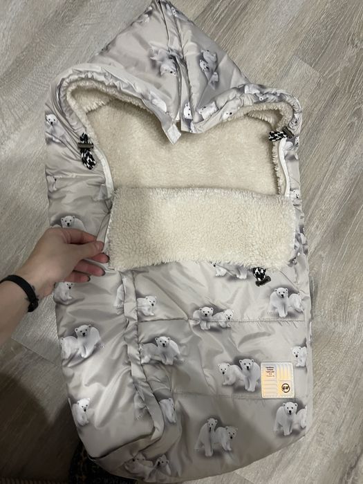 Конверт зимовий дитячий для немовлят в коляску прогулянковий на хутрі
