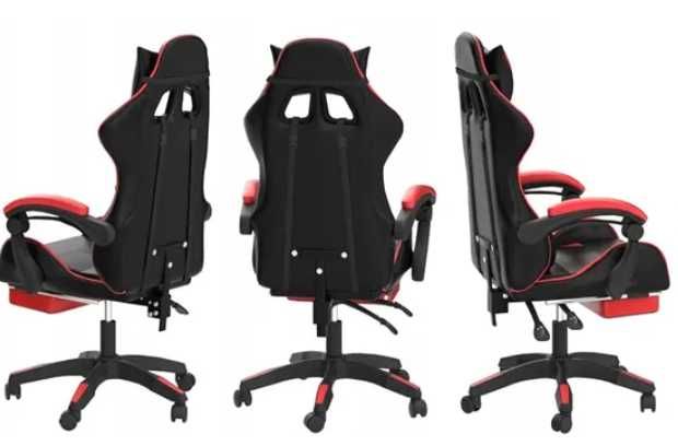 Nowy Fotel Gamingowy z Regulacją do Biura do Domu z Masażem + Podnóżek