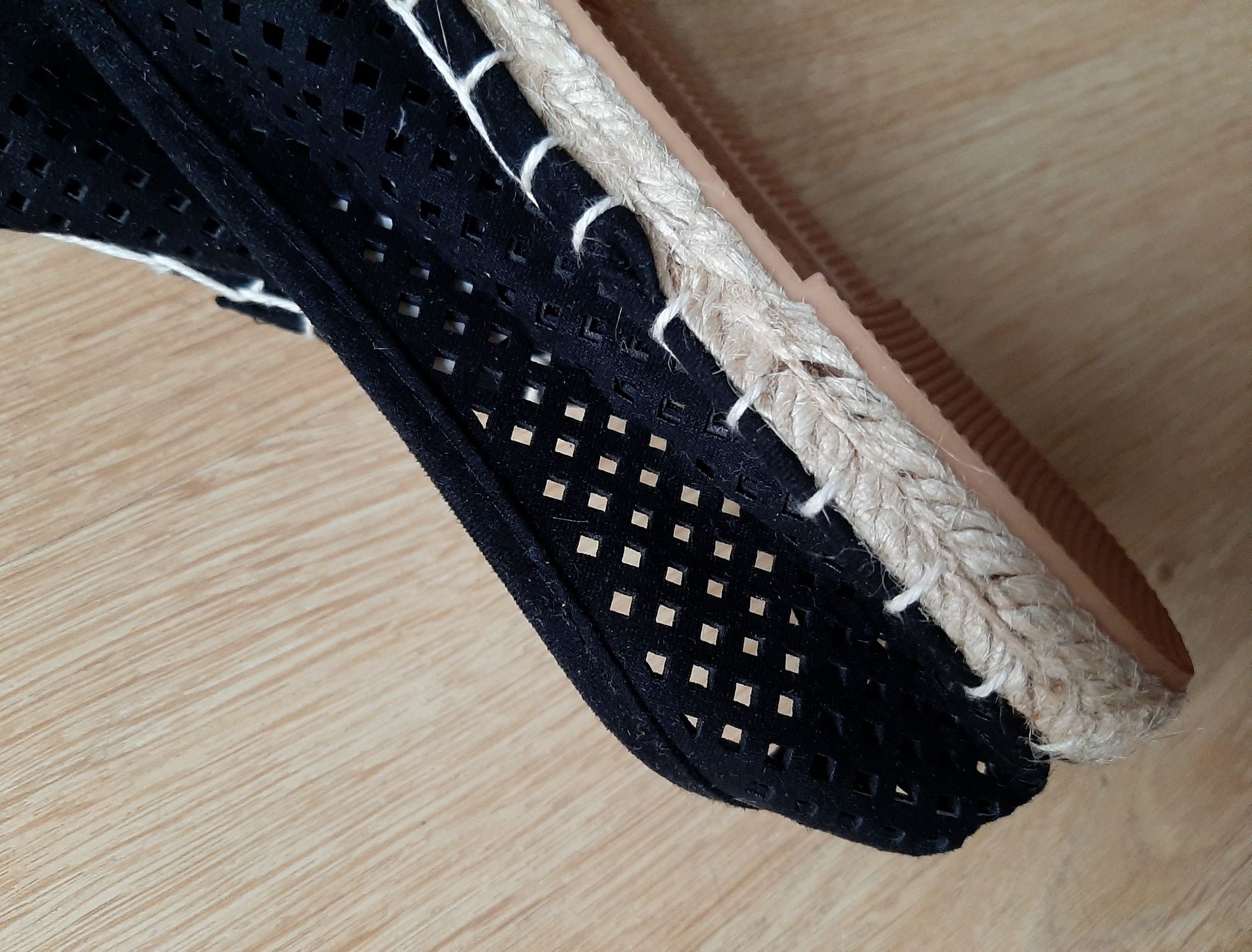 Nowe Buty Espadryle House Czarne Siatka Juta 40 Naturalne Półbuty