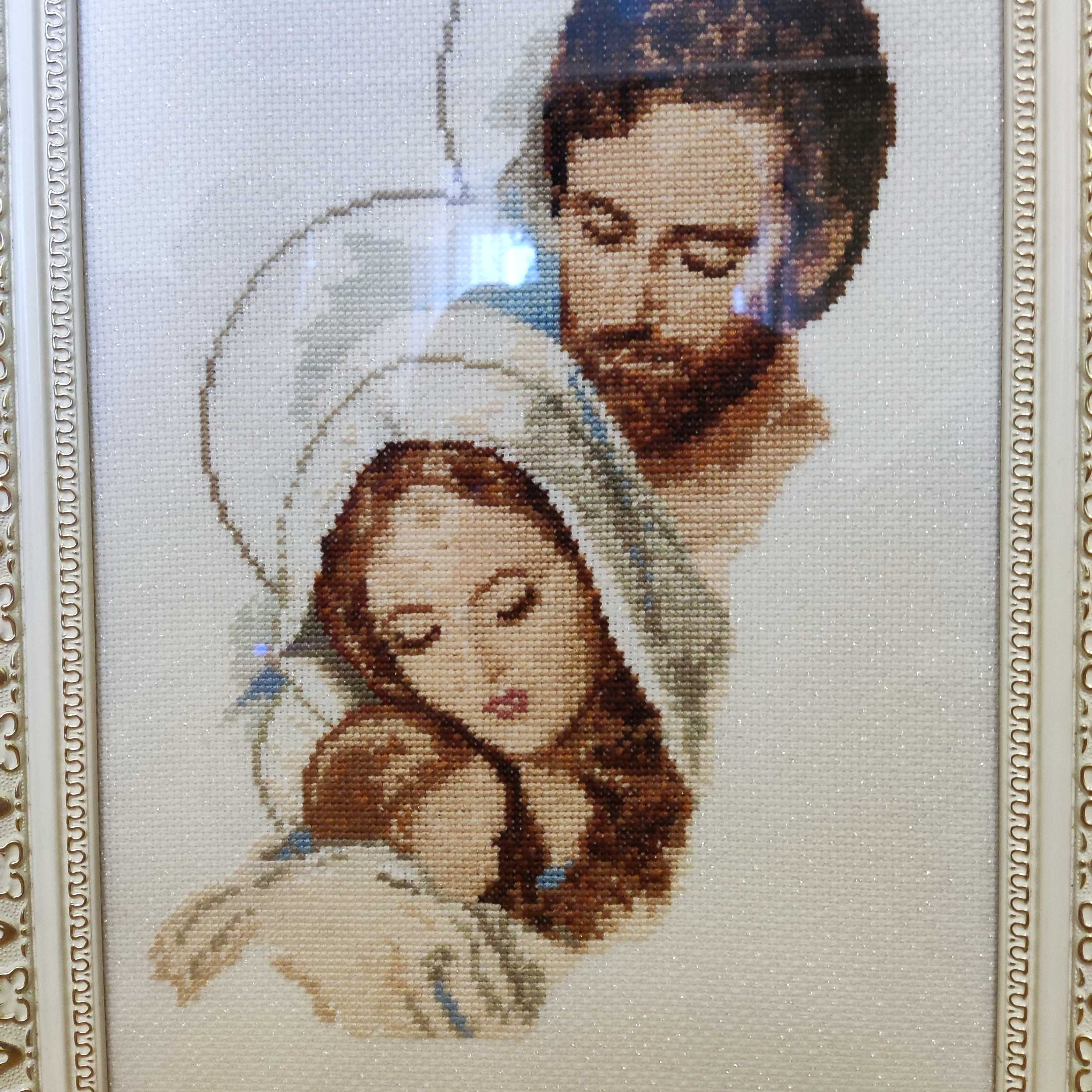 Картина вышивка  Святое семейство.