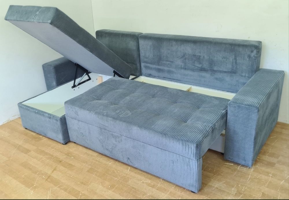 Nowy Narożnik sprężyny automat sztruks welur plusz kanapa sofa rogówka