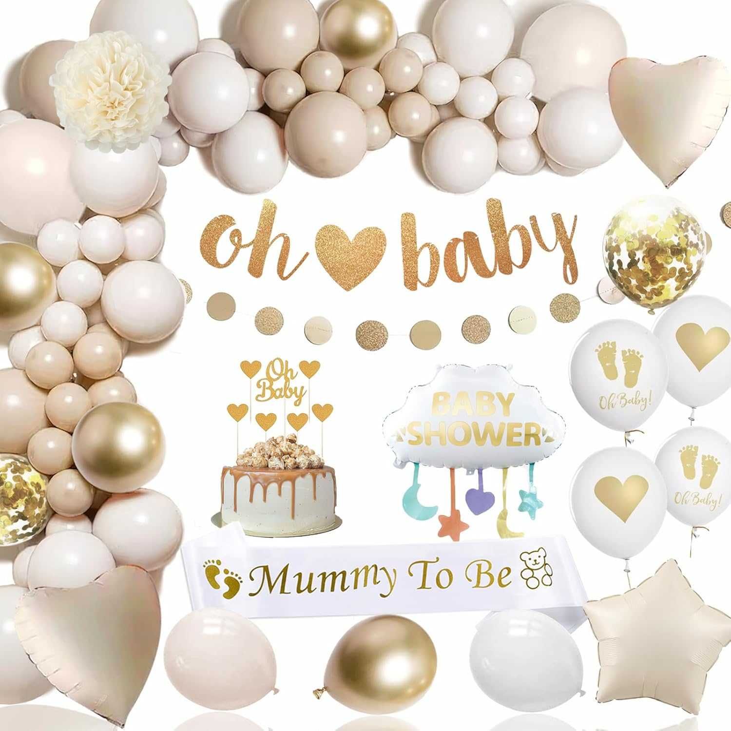 Dekoracja na baby shower dla dziewczynki, chłopca, z balonami,