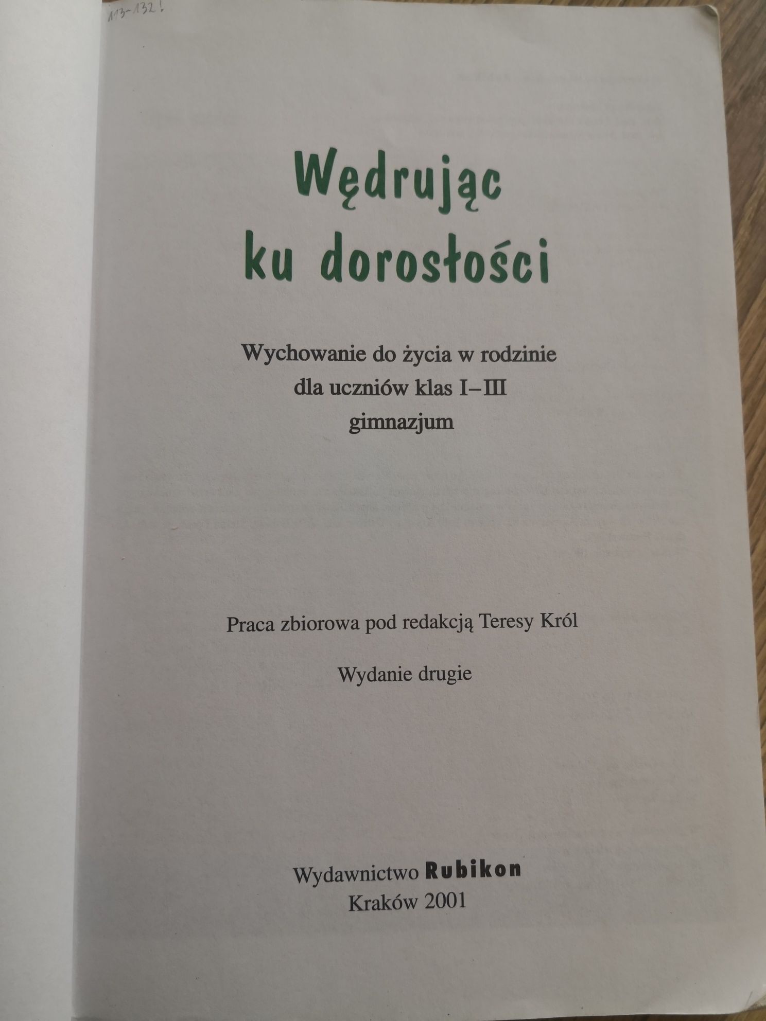 książka Wędrując ku dorosłości , wychowanie do życia w rodzinie