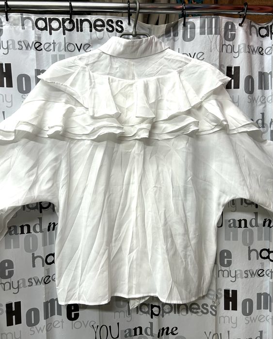 Блуза с воланами натуральная, оверсайз, Италия.