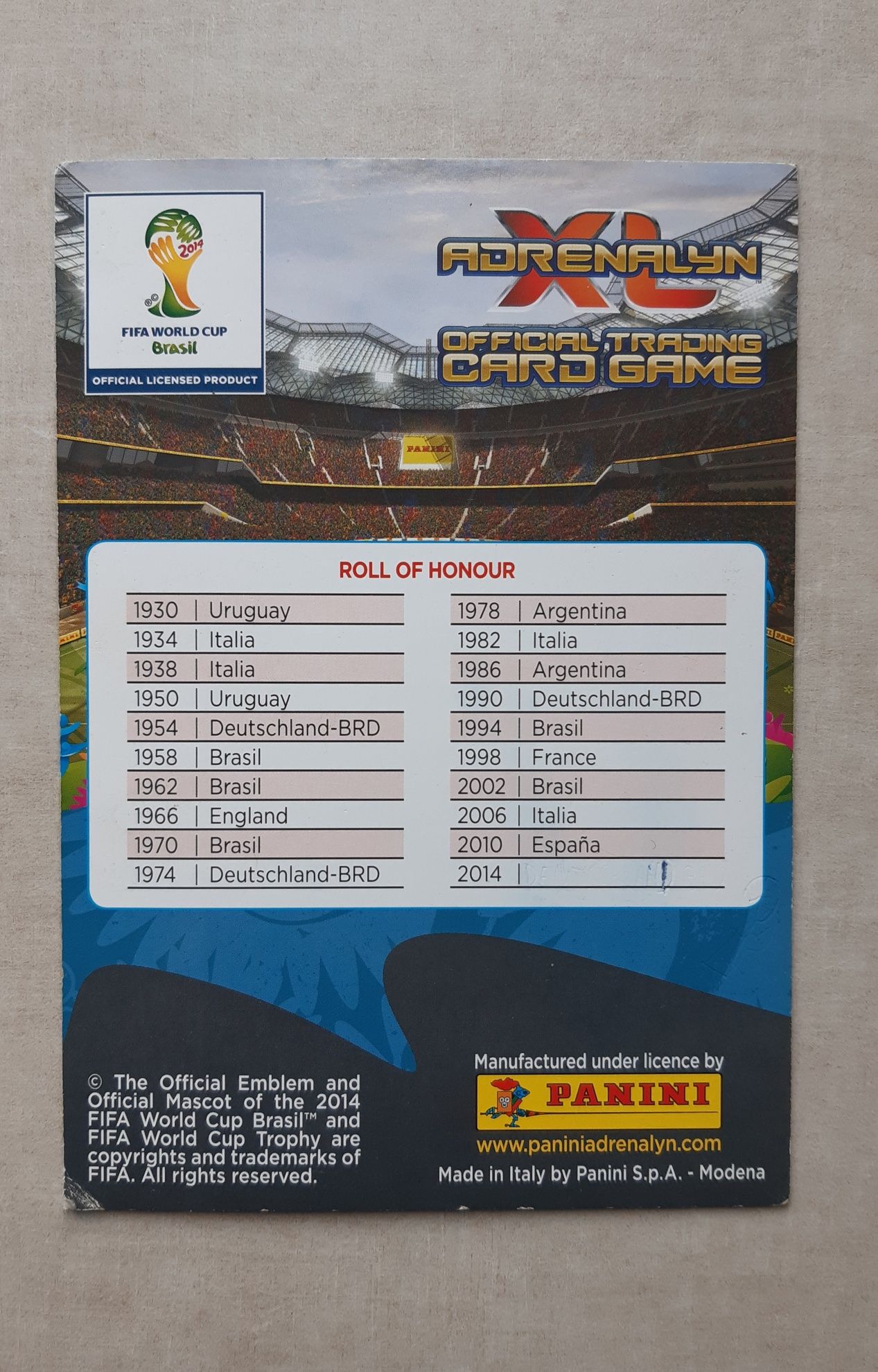 Karta Fifa World Cup Brasil Limited Edition