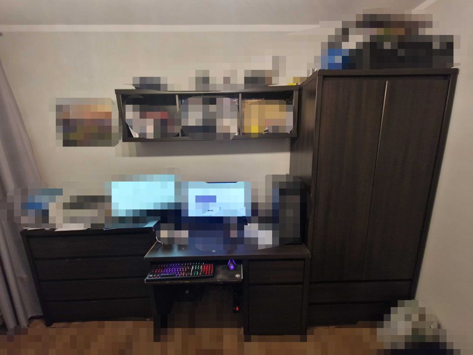 Zestaw mebli, meblościanka, szafa, komoda, biurko