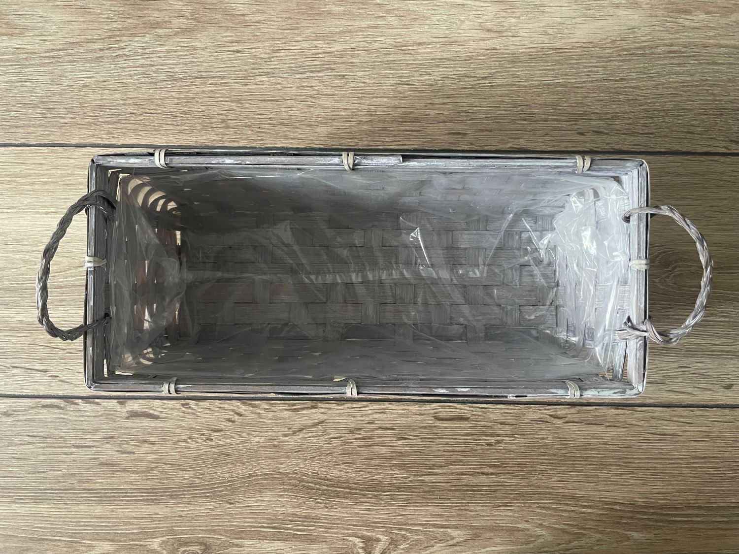 Prostokątne korytko wiklinowe osłonka 33 cm na kwiaty i zioła