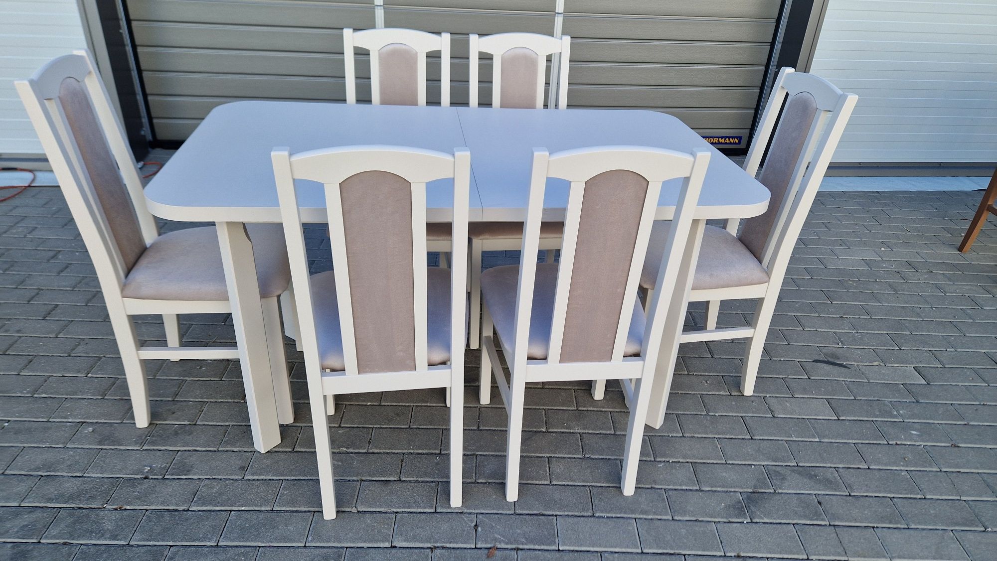 Nowe: Stół rozkładany i 6 krzeseł, KASZMIR + LATTE, dostawa cała PL