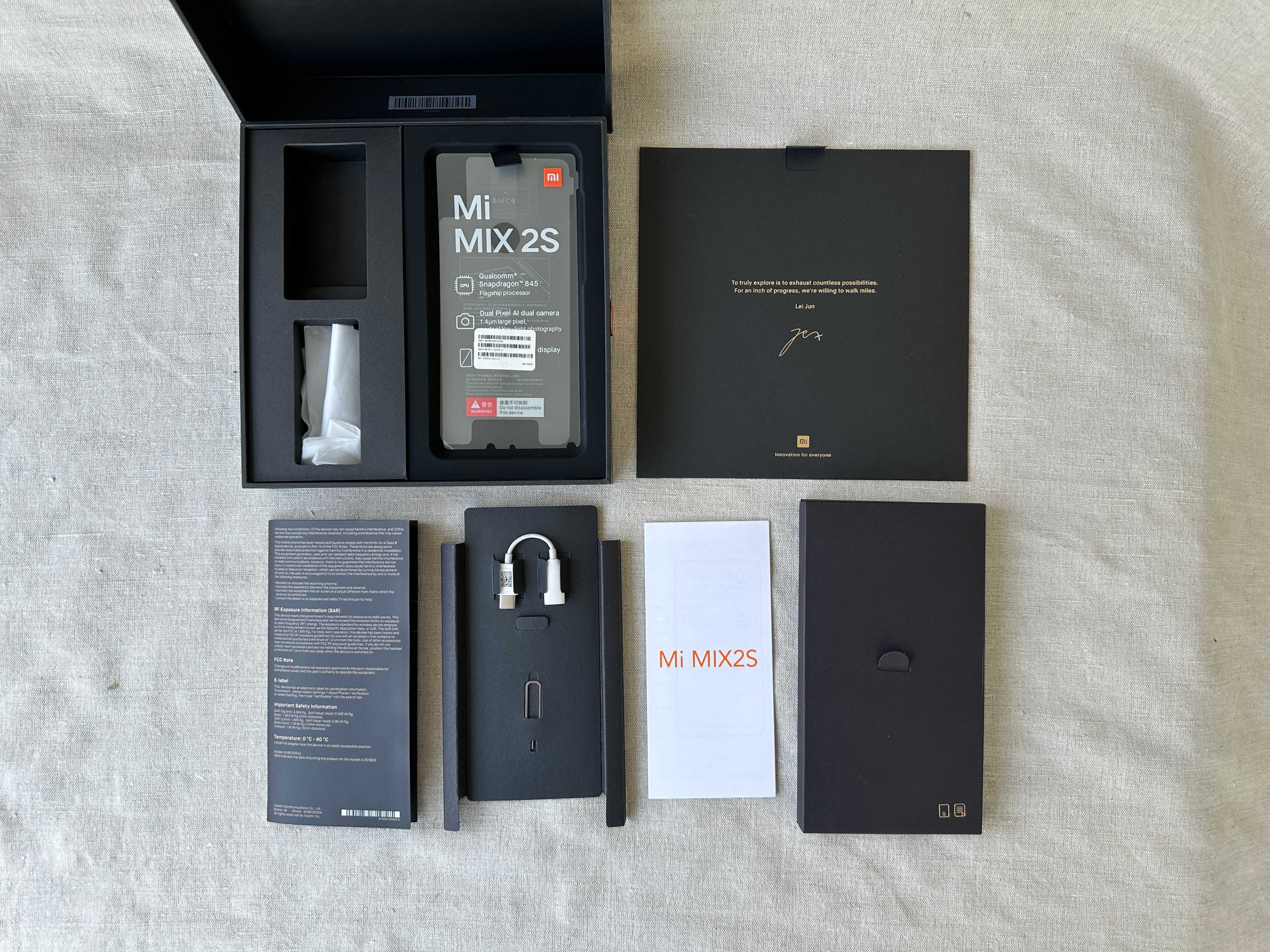Pudełko, opakowanie Xiaomi Mi MIX 2S + przejściówka USB-C/minijack