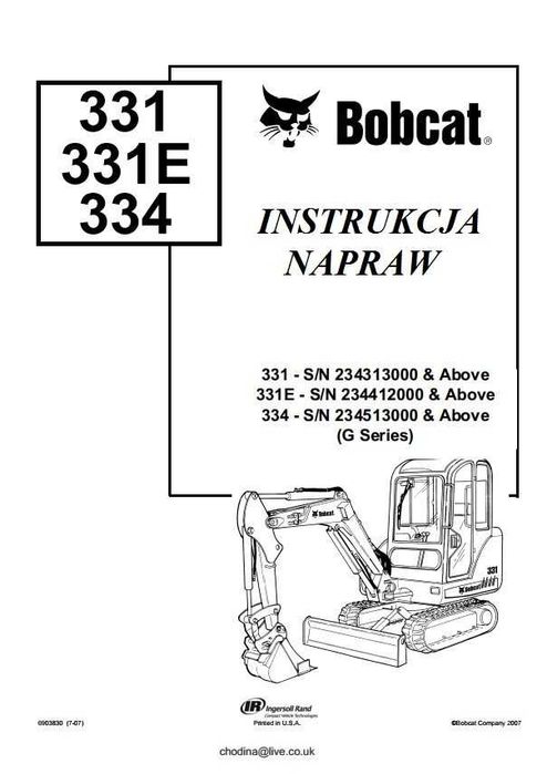 Instrukcja napraw Bobcat 331, 334 jest w języku polskim
