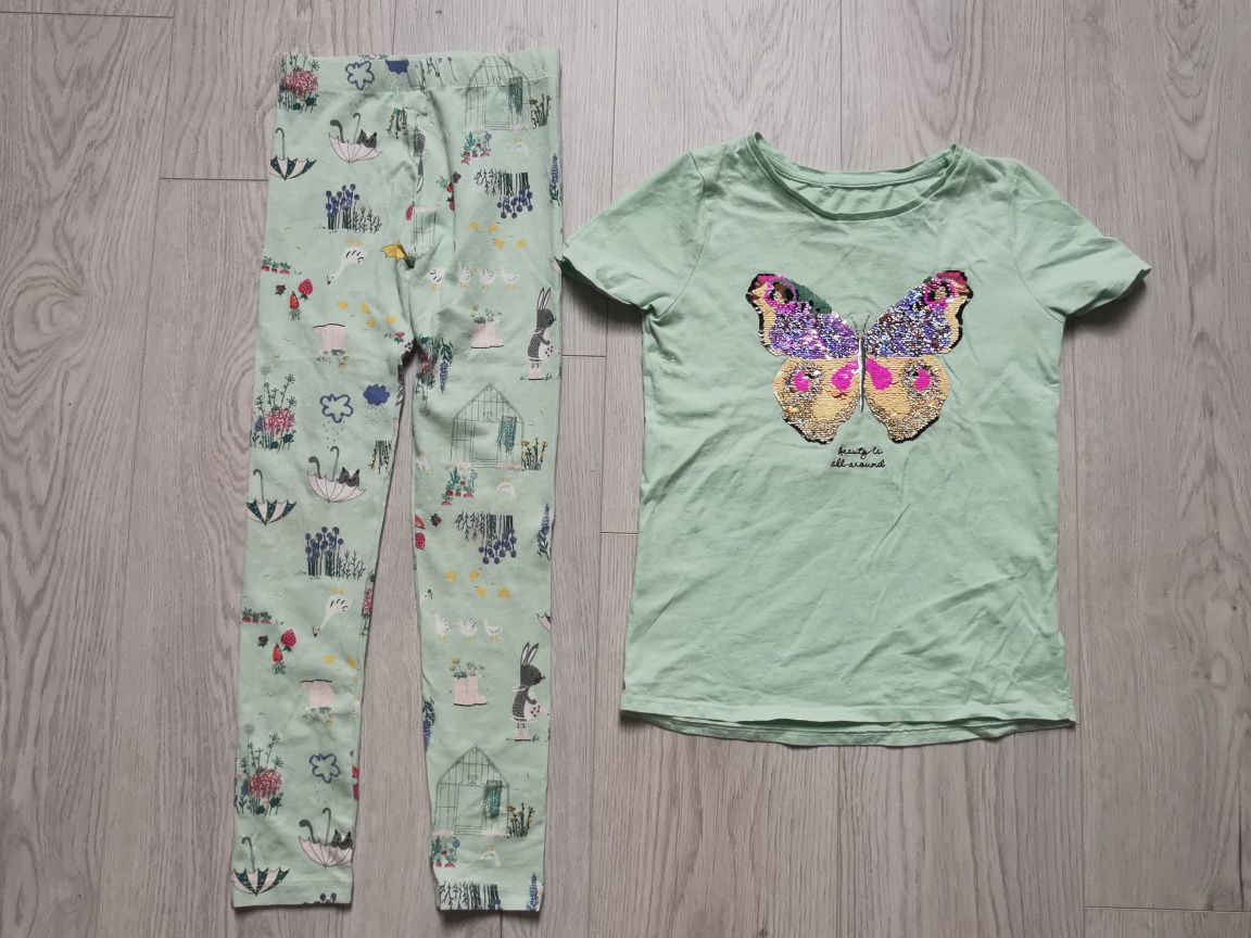 Komplet 122-128 H&M koszulka + legginsy