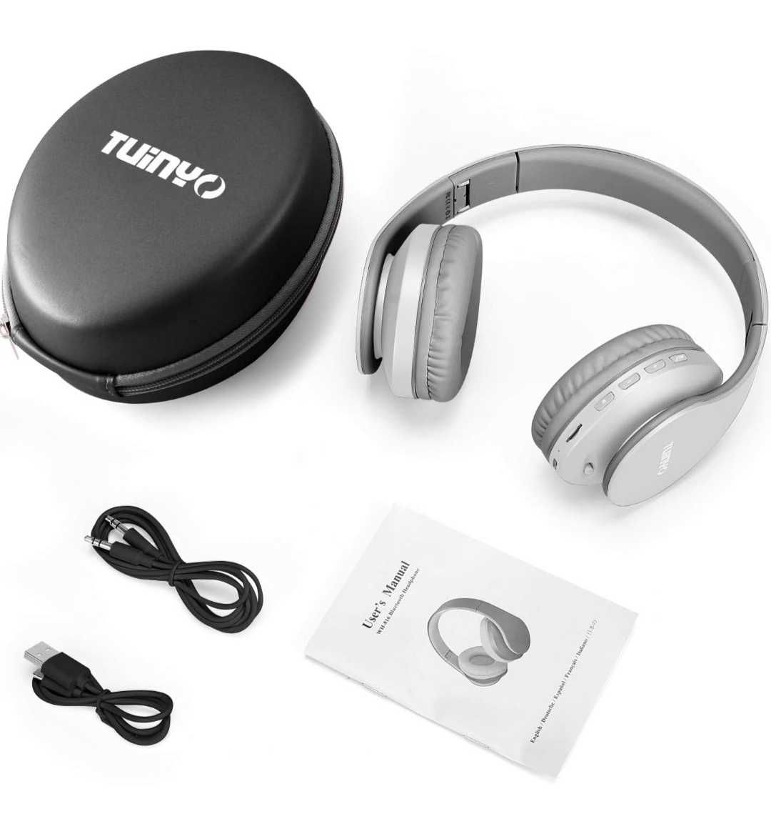 TUINYO Słuchawki Bluetooth, bezprzewodowe słuchawki nauszne + etui