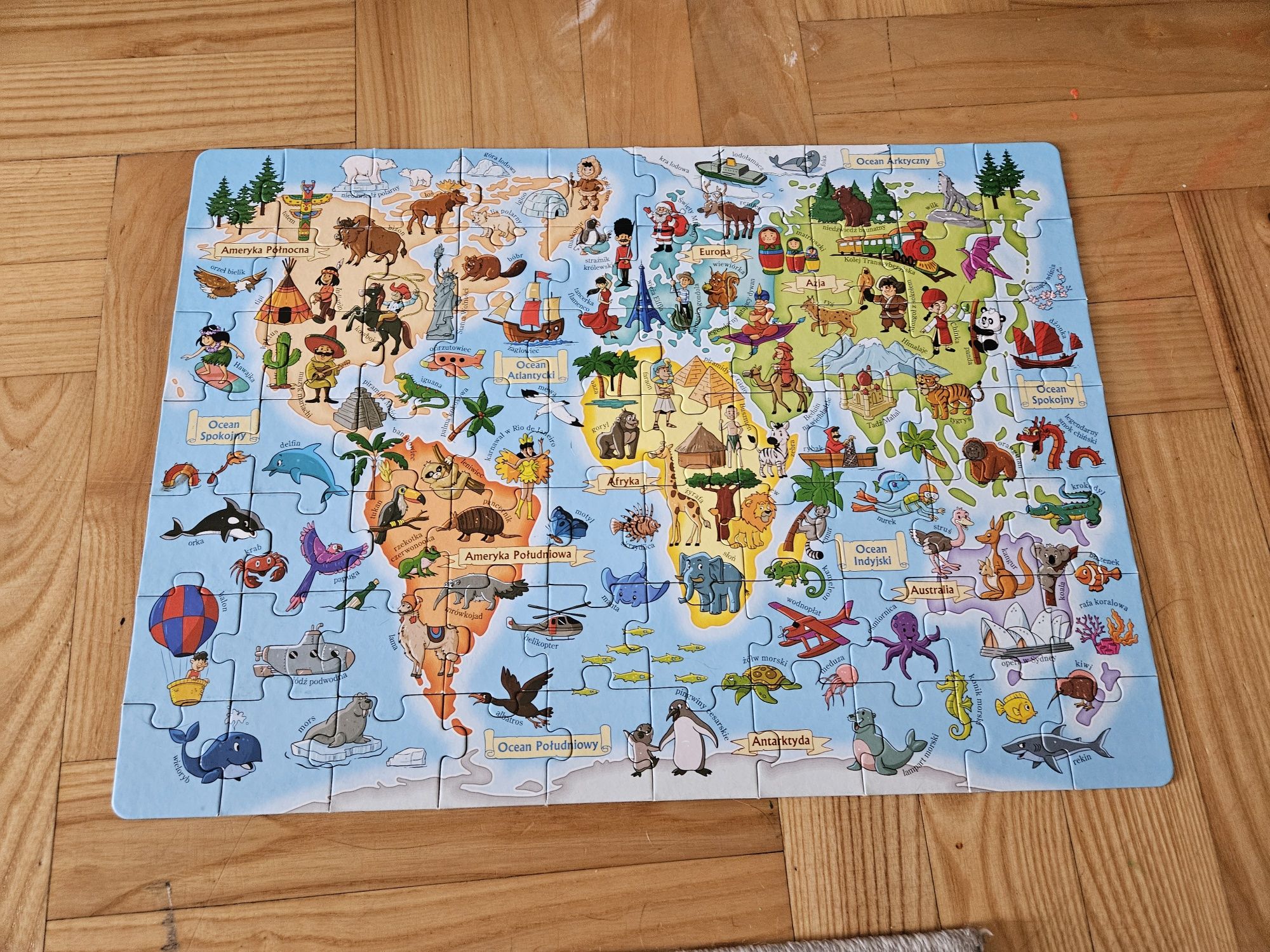 Puzzle mapa świata edukacyjna