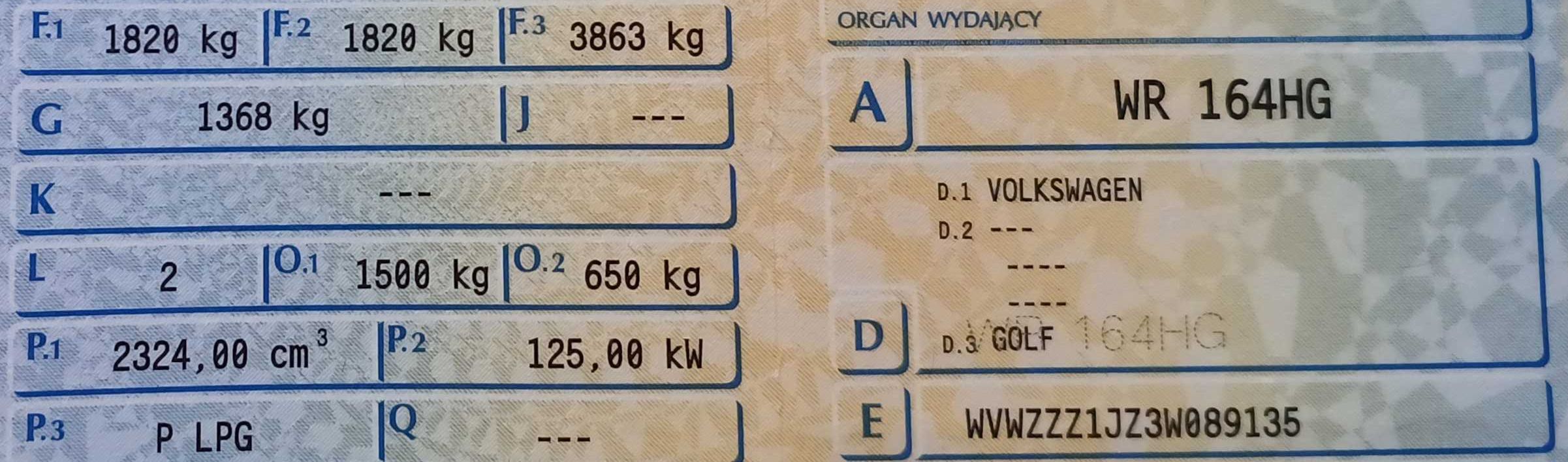 Golf 4 2,3 170KM LPG AUTOMAT