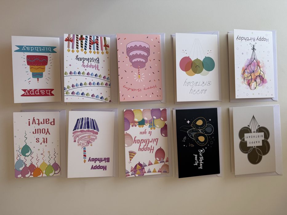 Cartões de aniversário (modelo 1 - pack com 10)