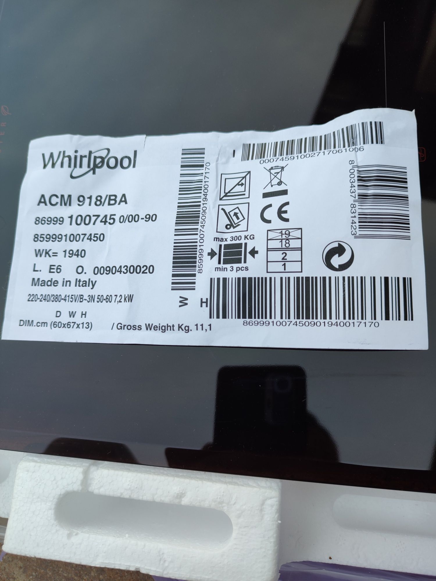 Płyta indukcyjna Whirlpool ACM 918/BA