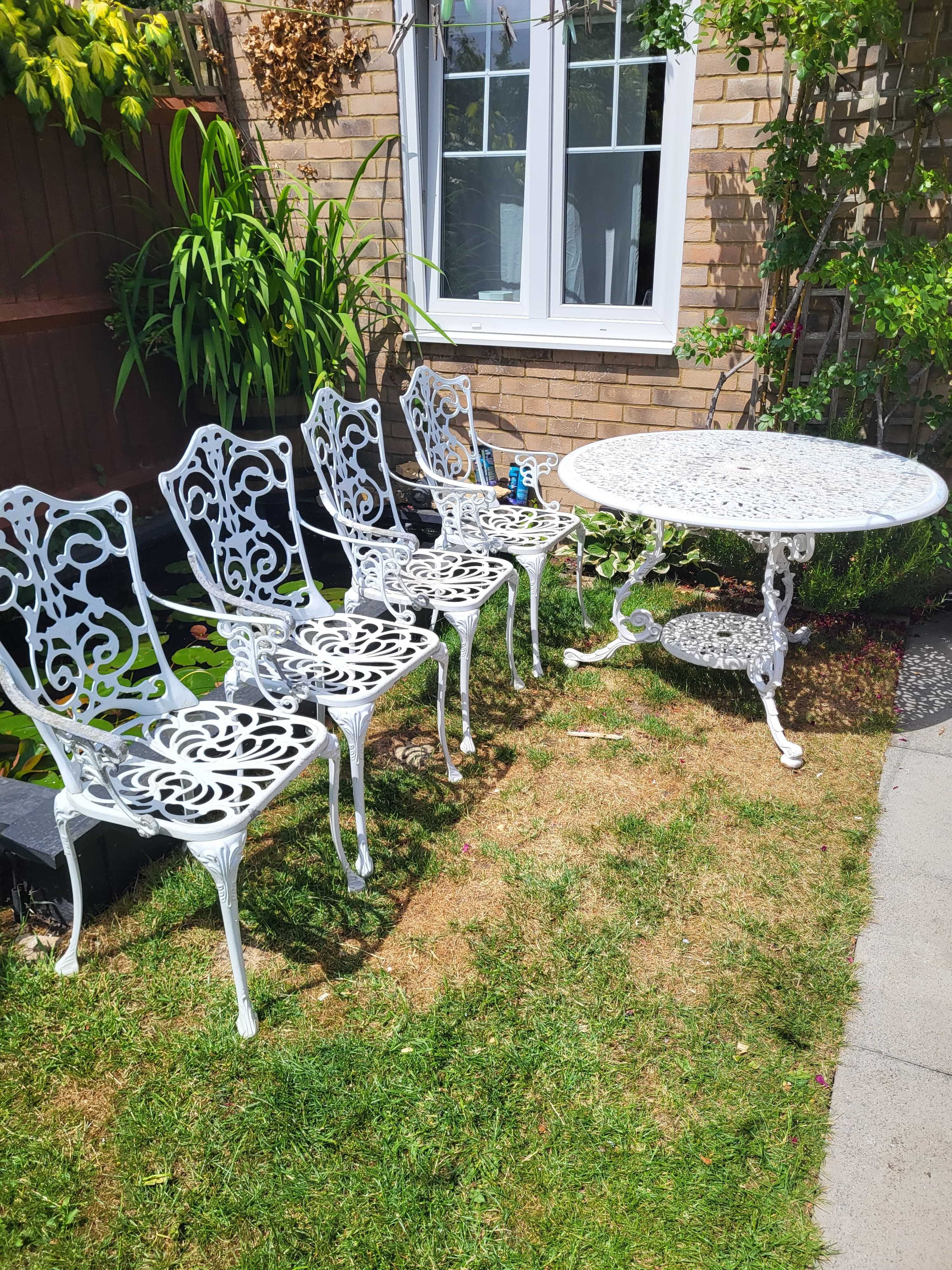 Ogrodowe meble aluminiowe zestaw 4 krzesła + duży stół ,WYSYŁKA