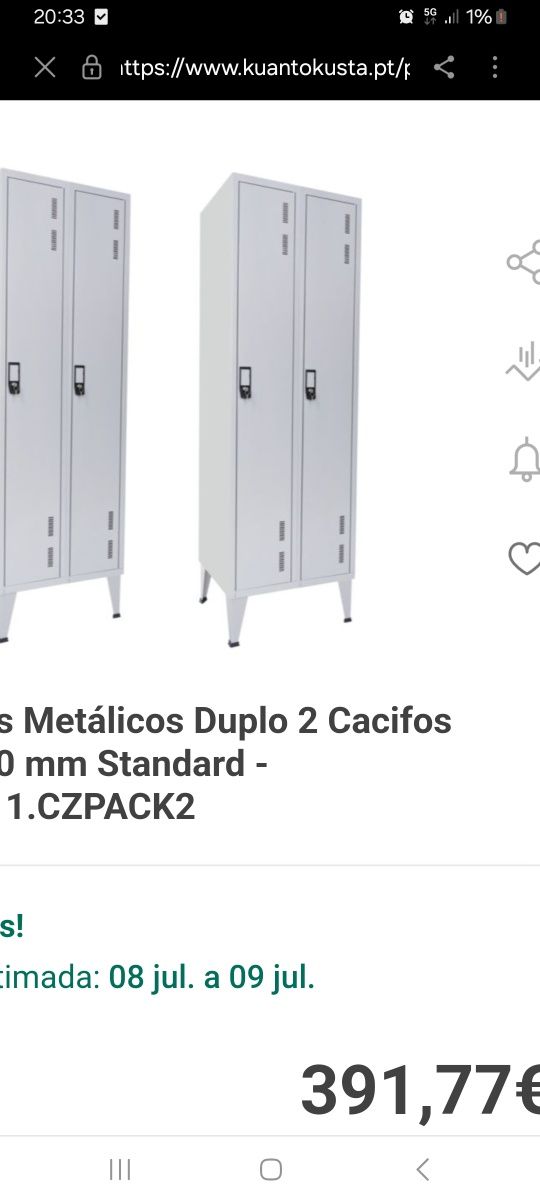 Cacifo metal c/ dois compartimentos