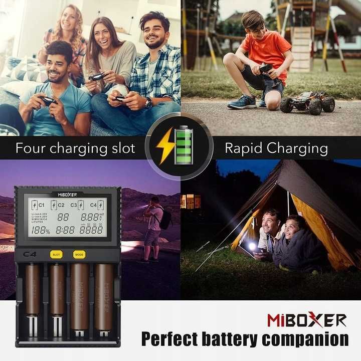 MIBOXER C4 ładowarka akumulatorków AA AAA AAAA 18650/18700/13450/13500
